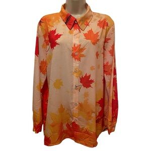 Fall Leaf Women’s blouse Button zip No Brand Size XL